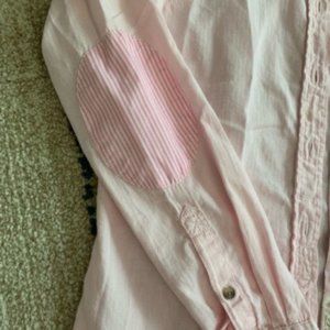 5 for $20! baby pink button down shirt with elbow patch